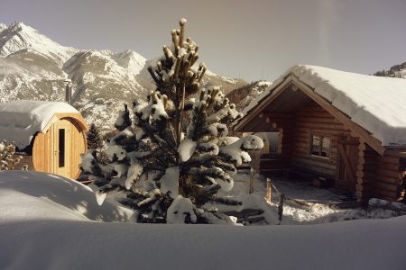 Blockhütte Winter